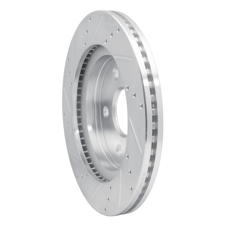 Jeep J8 Brake Rotor (1) - Front Right - R1 Concepts - Drilled & Slotted - Silver - `08-`12